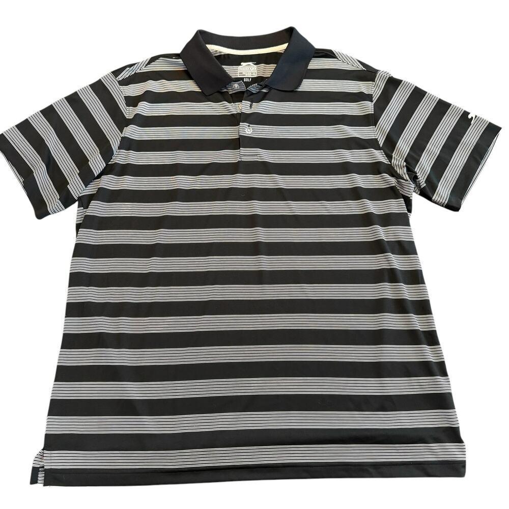 Slazenger Men’s black white stripe golf polo Size XL
